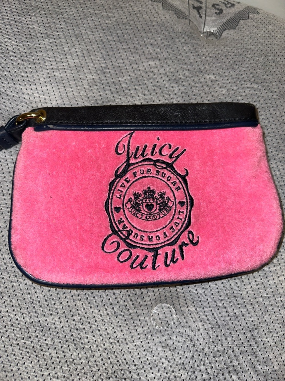 Juicy Couture Hot Pink Velvet Wristlet with Black Trim